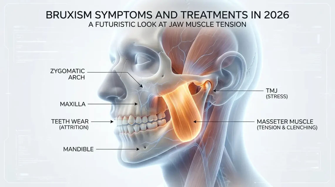Human head showing jaw tension
